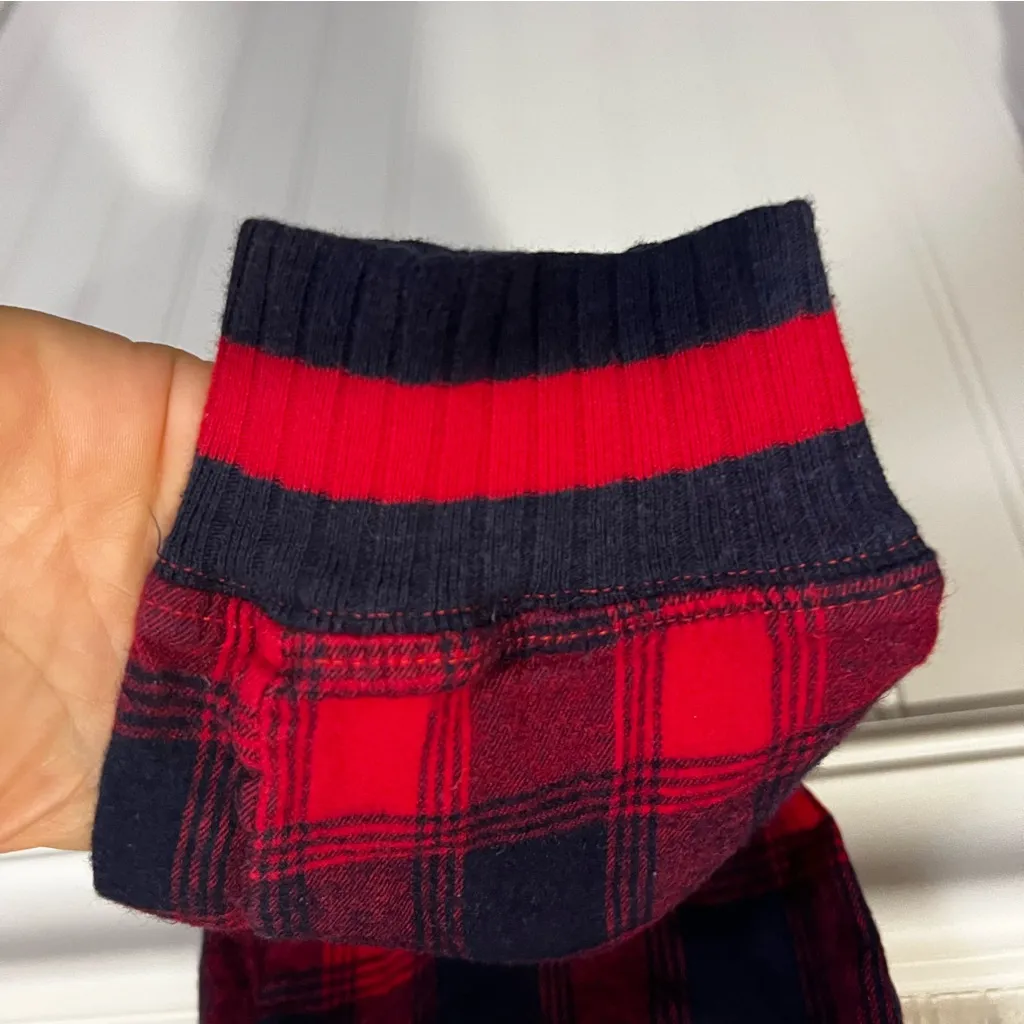 Aerie Red and Navy Blue Plaid Flannel Pajama Pants size Small LONG - Image 8