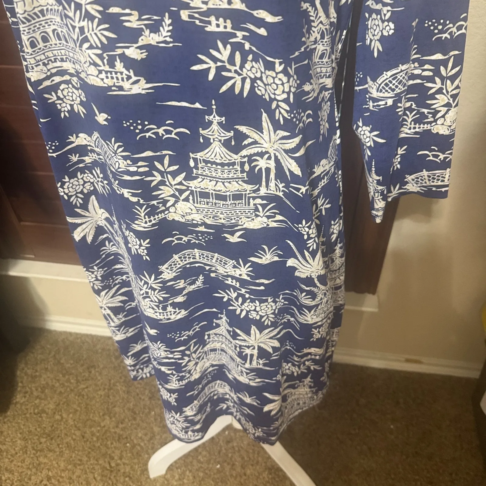 NWT J McLaughlin Sophia Shift Dress Tongsai Palms Blue Catalina Cloth sz L - Image 3