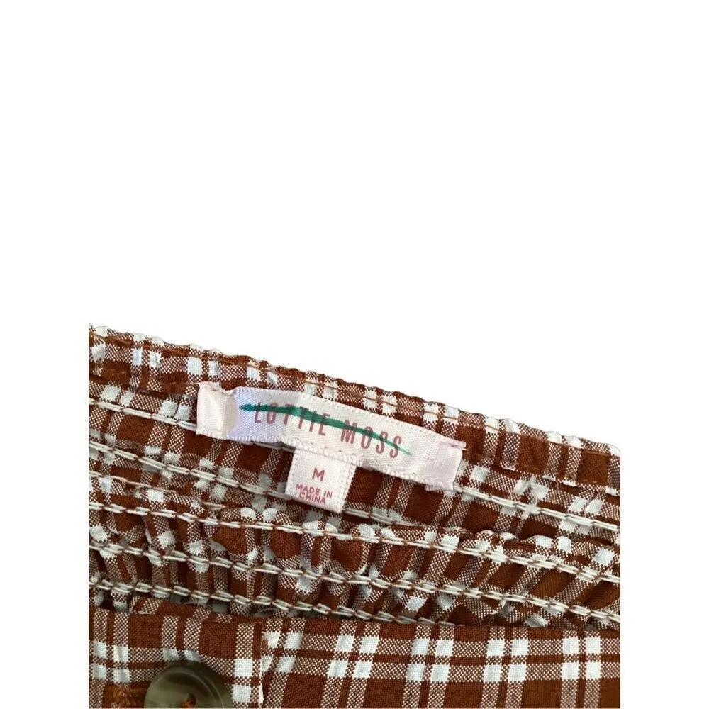 Lottie Moss Gingham Crop Top Spaghetti Straps Buttons Coastal Summer Beach - Image 8