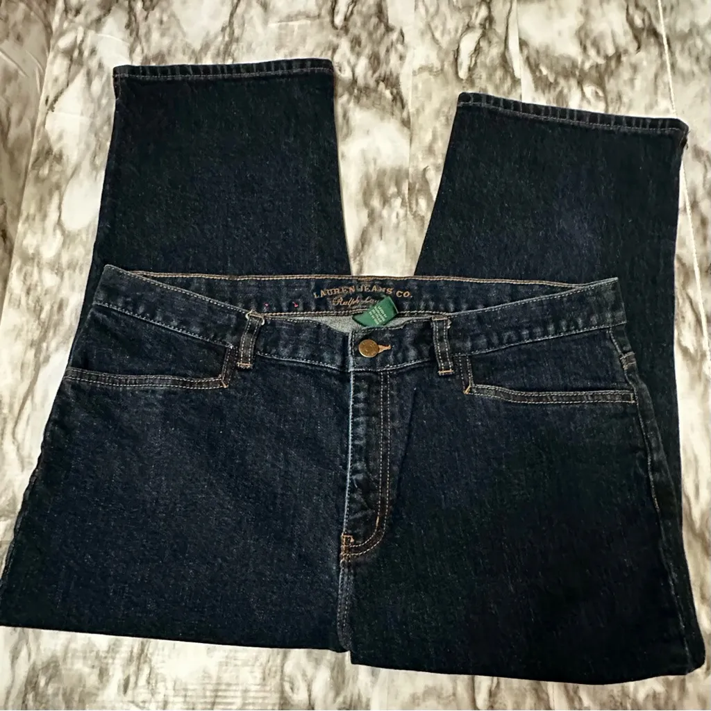 Lauren Ralph Lauren Dark Wash Denim Blue Ankle Jeans Classic Style Normcore - Image 2