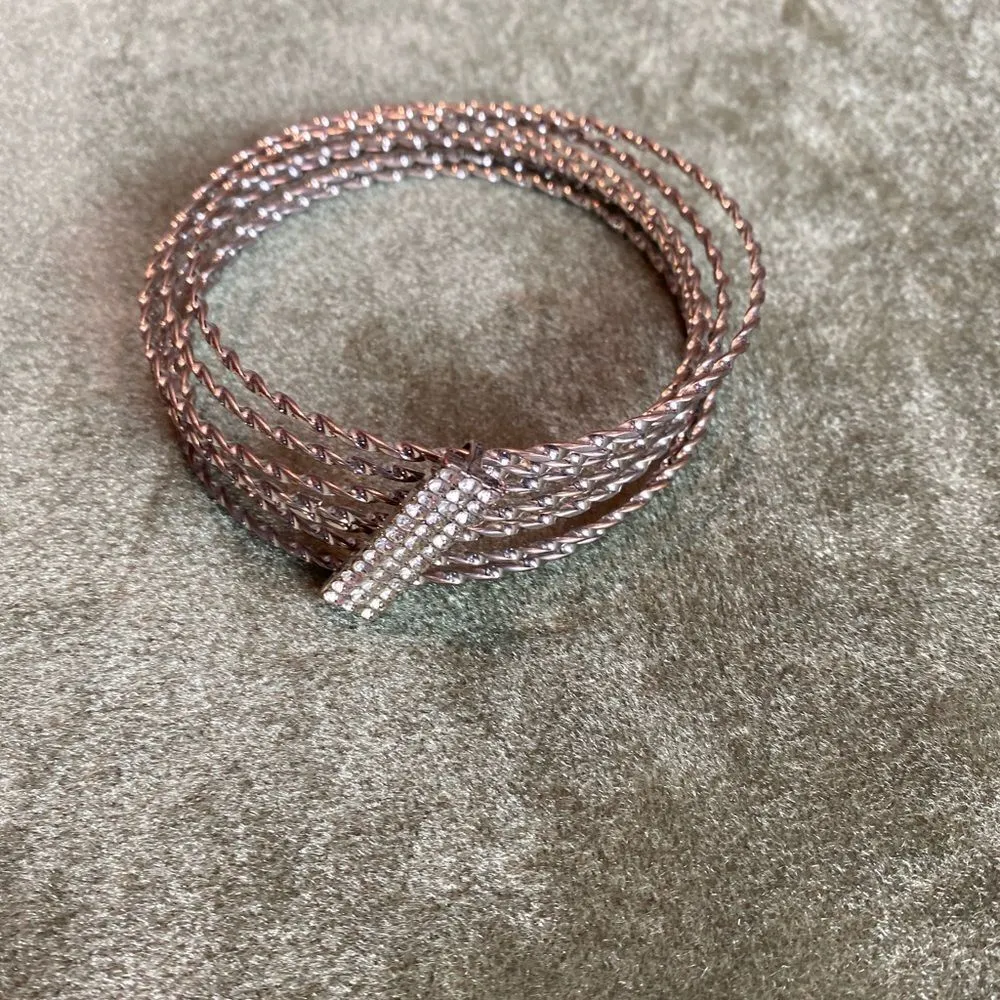 #406 MULTI Hoop Crystal Bracelet Silver - Image 3