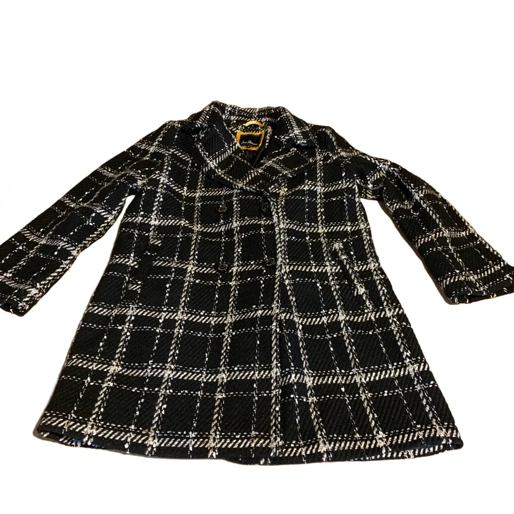 SAM EDELMAN BLACK & WHITE PLAID PEACOAT (S) - Image 9
