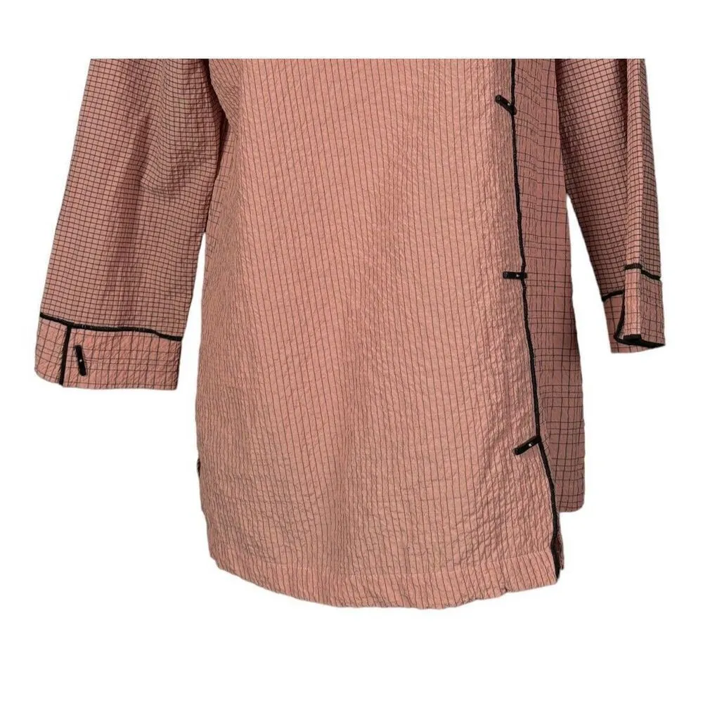 Ali Miles Tunic Size Small Pink Black 3/4 Sleeves Buttons Lagenlook Artsy Work - Image 4