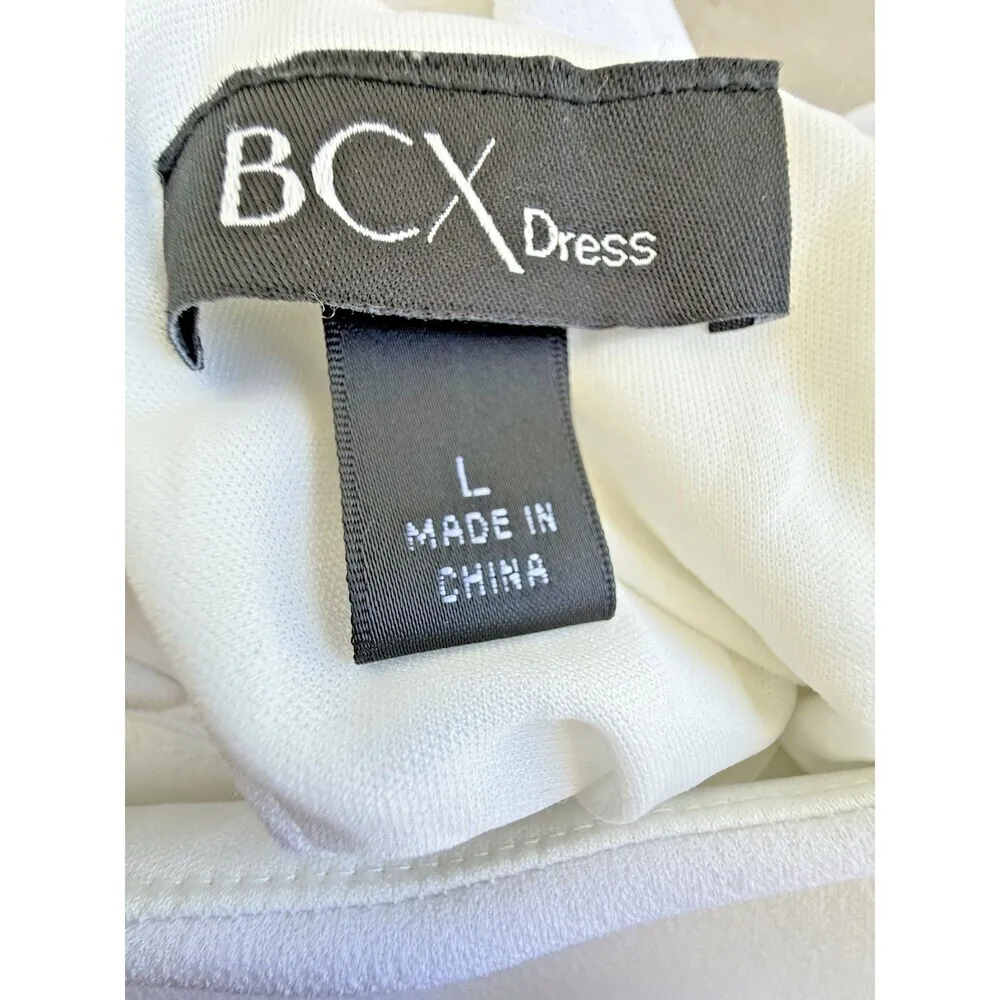 BCX Juniors Asymmetrical Hem Rhin Off White mini dress casual party Size L - Image 7