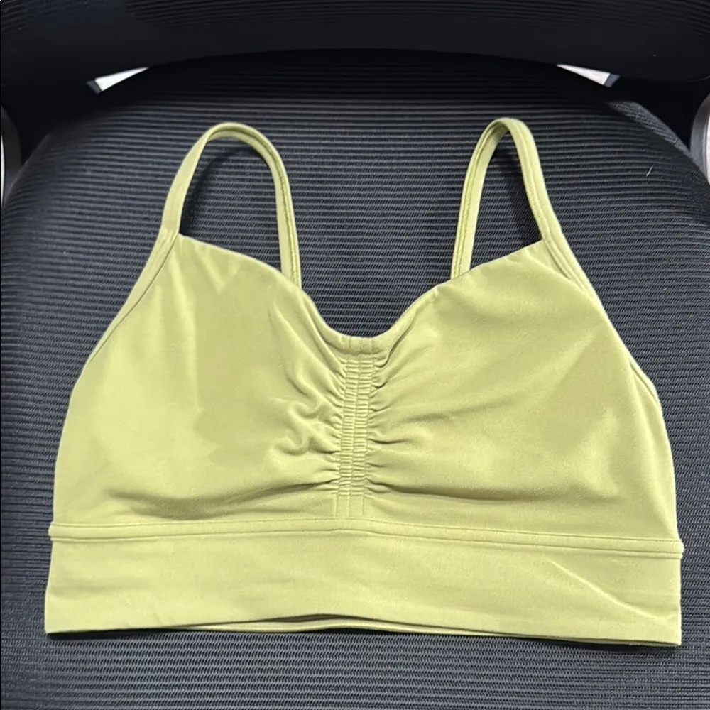 Lululemon Nulu Front Gather Yoga Bra Light Support B/C Cup Sz8 Bronze Green - Image 5