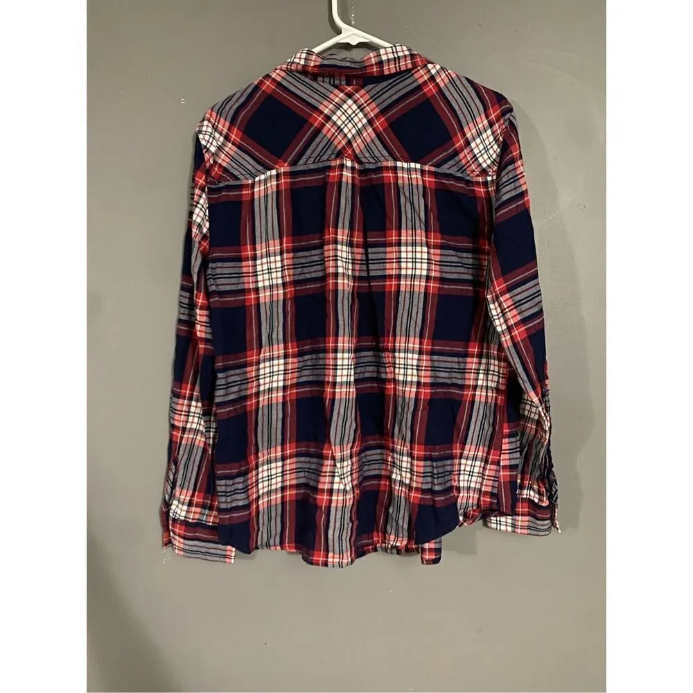 Faded Glory Plaid Button Up Long Sleeve Shirt Size XL - Image 5