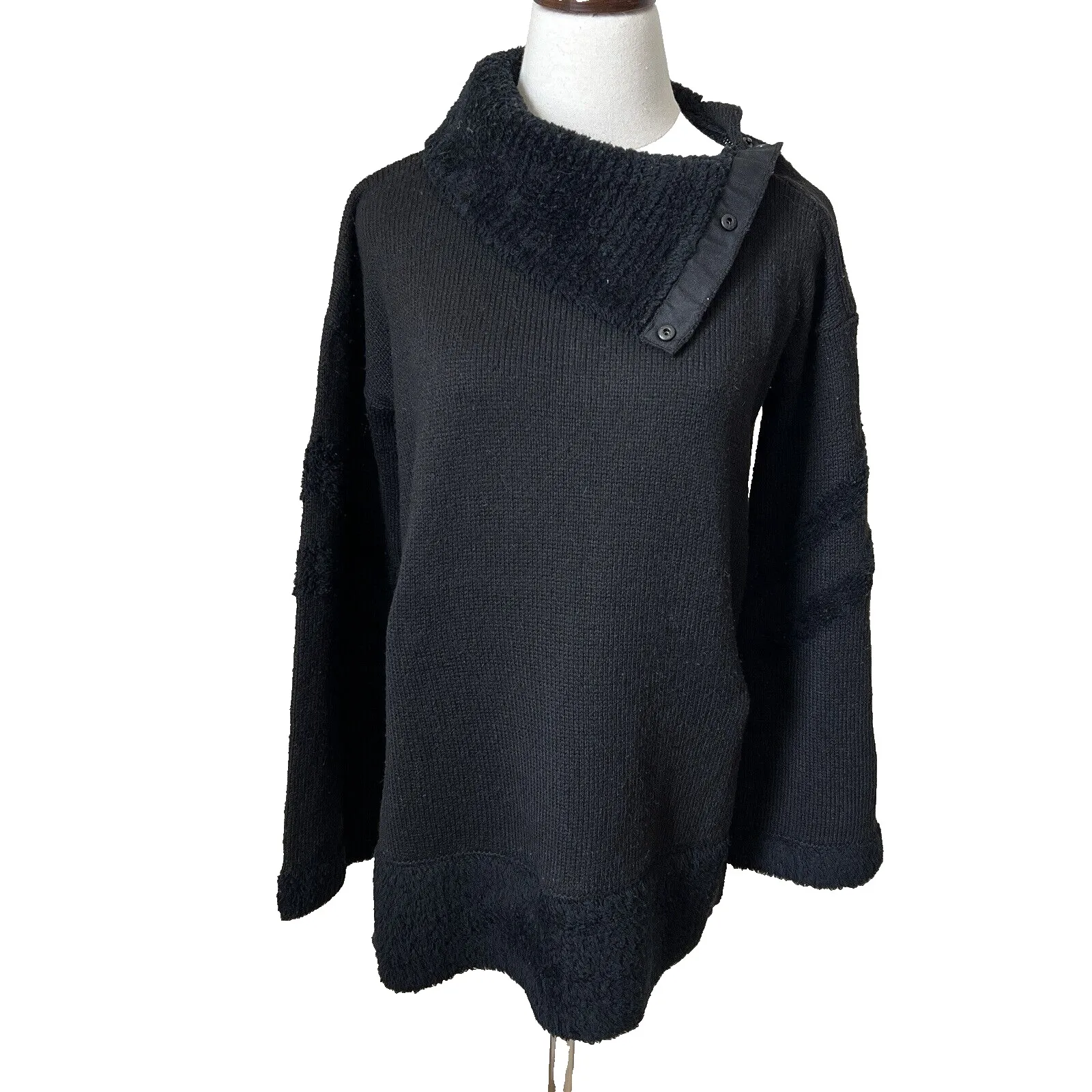 Smartwool Womens Funnel neck Sweater Sz Medium Lodge Black Wool Blend SW016478 - Image 3