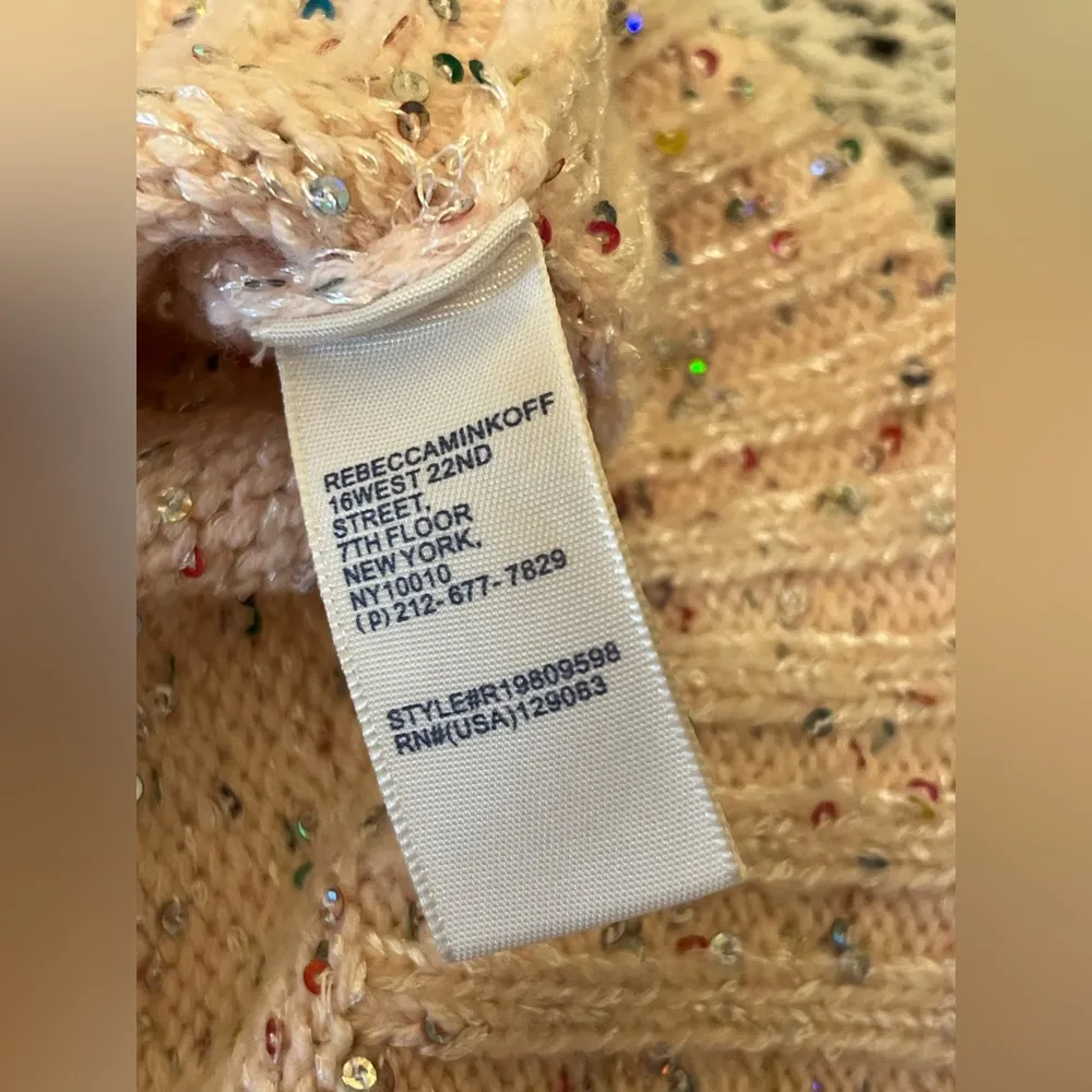 Rebecca Minkoff Women’s Katia Pink Sequined Ballet Neck Sweater Size S EUC - Image 6