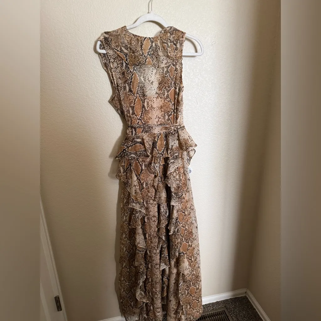 Diane Von Furstenberg Lacey Python-print Wrap Dress‎ in Brown Silk Sz 8 - Image 10