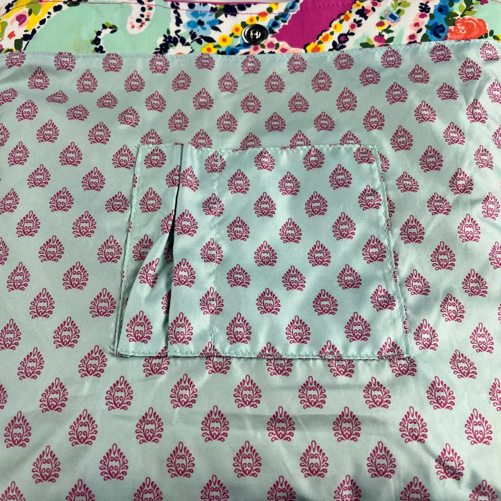 Vera Bradley Quilted Original Tote Bag Glenna Butterfly Paisley Pink Blue - Image 11