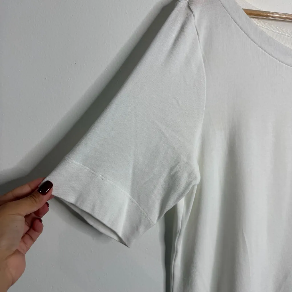 Chico’s White Ultimate Tee Elbow Sleeve Stretch Medium Chicos 1 Basic Casual - Image 5