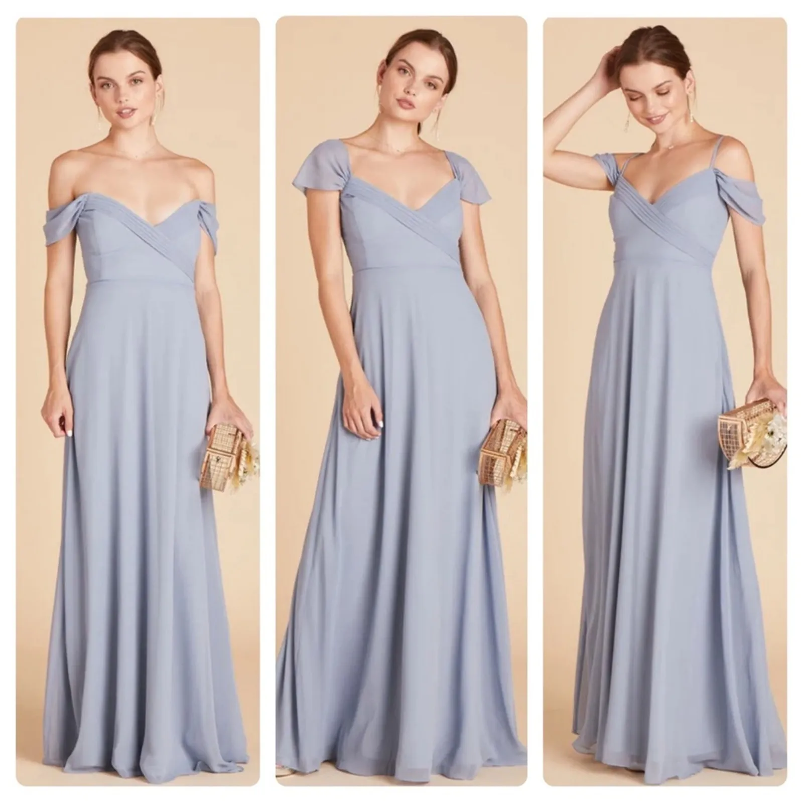 Birdy Grey Spence Convertible Chiffon Bridesmaid Dress in‎ Dusty Blue Sz M NEW - Image 2