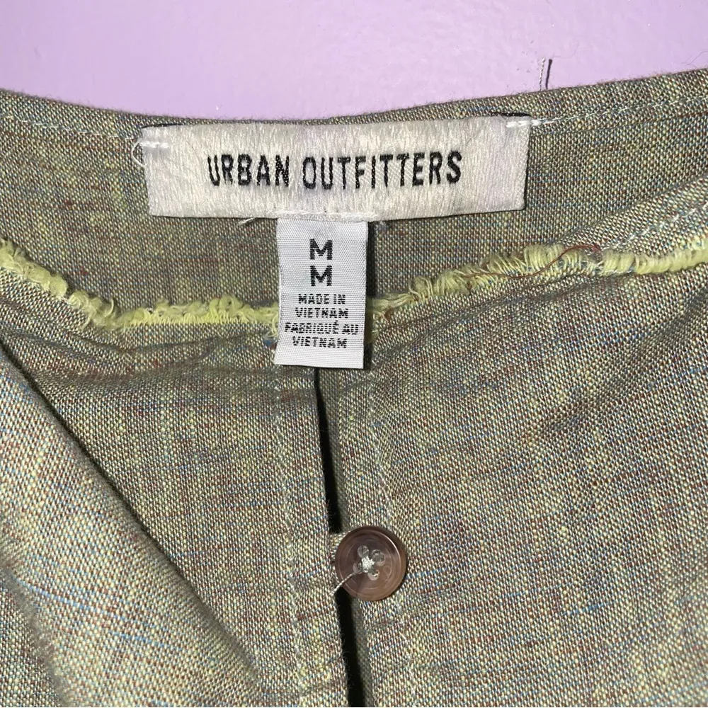 Urban Outfitters M Green Midi Dress Linen Tiered Boho Prairie Peasant Coastal - Image 4