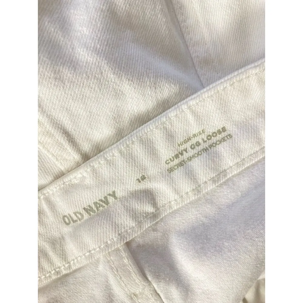 *NWT Old Navy Curvy OG Loose Fit Mid Rise Jeans Womens Plus 18 White Distressed - Image 3