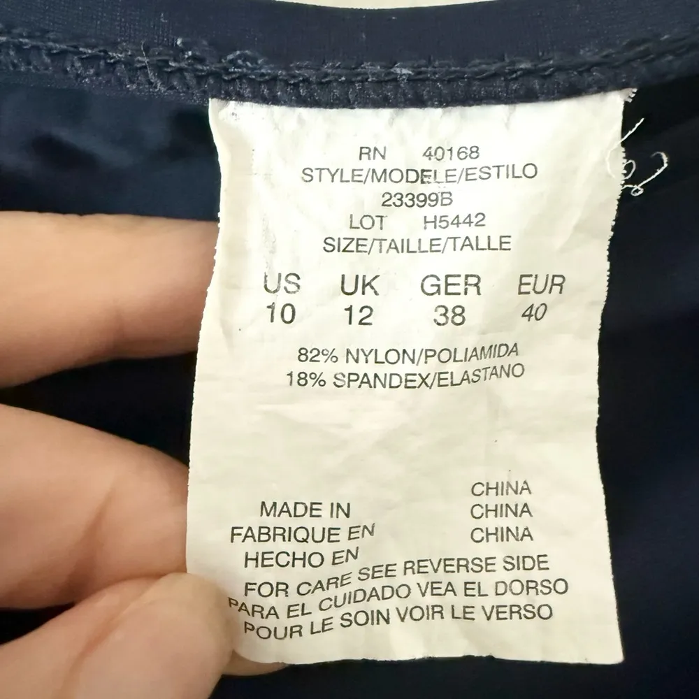 Nautica Tankini Set with Keyhole Navy Floral Top and Solid Navy Bottoms - Size10 - Image 7