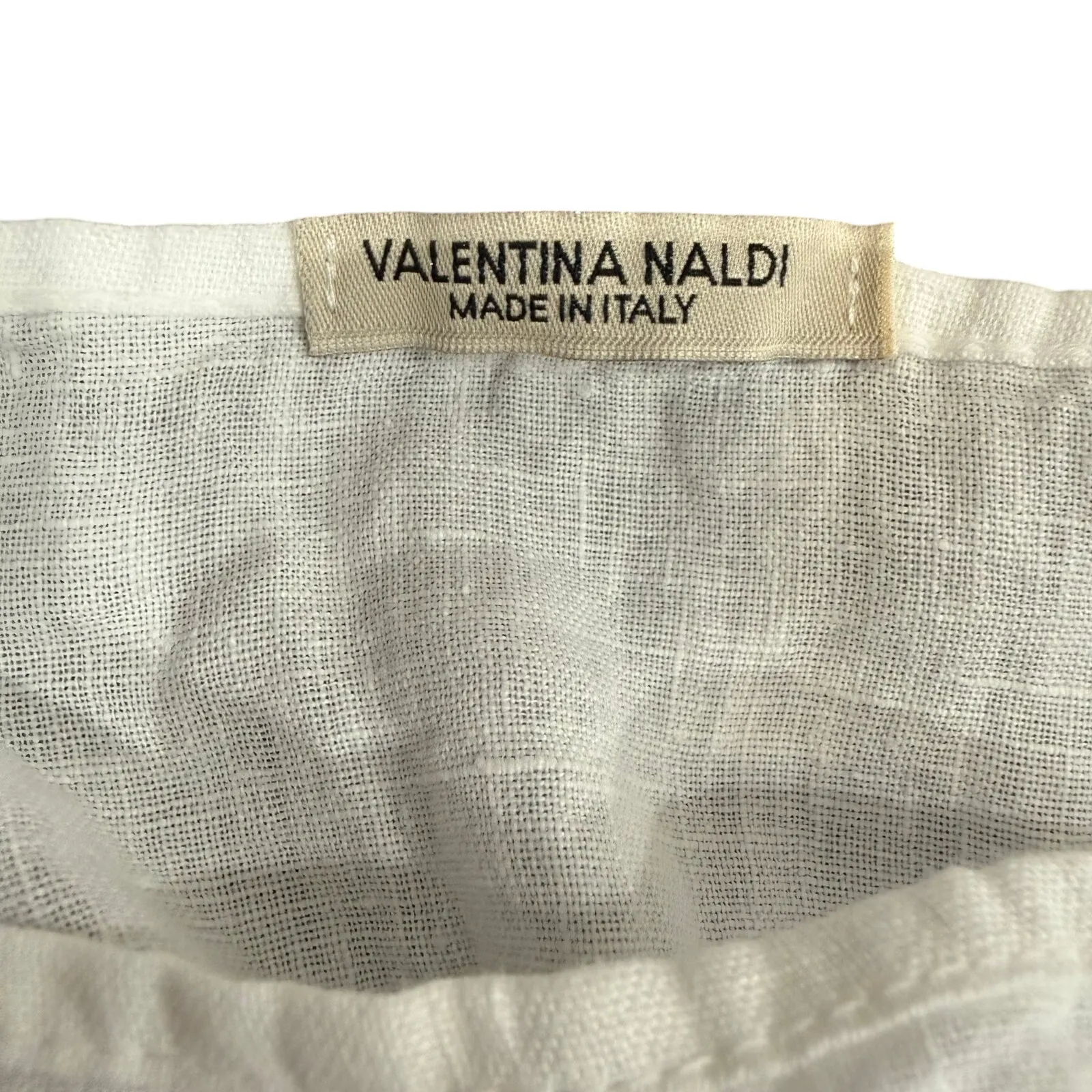 Valentina Naldi Made in Italy Linen Swim Cover Up in White, Size L White Size L - Image 2