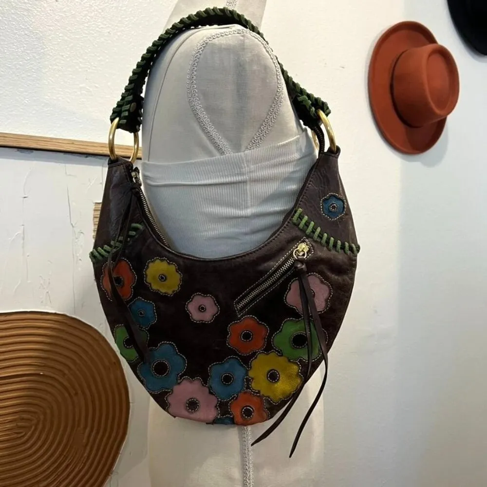 Daisy Loop NYC Genuine Leather Patchwork  Floral Sling Shoulder Bag NEW - Image 4