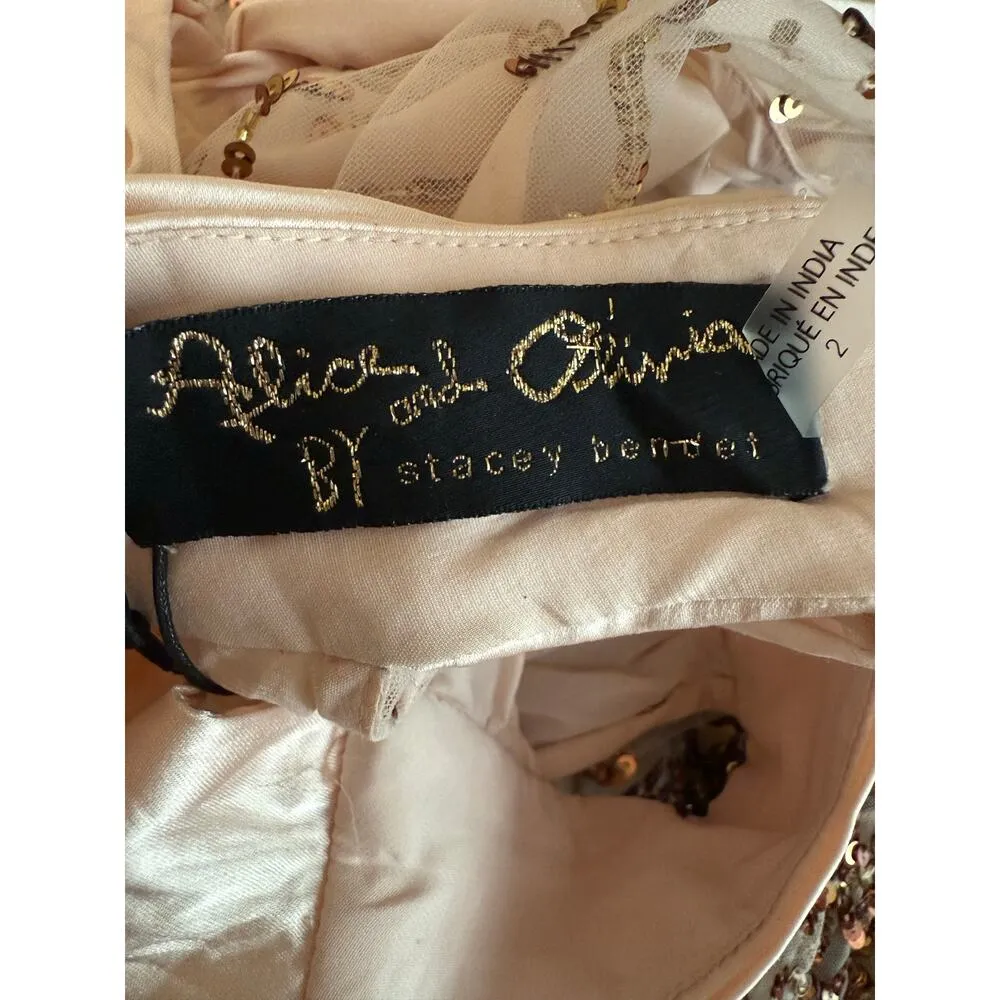 Alice + Olivia Zenon Cape Mini Dress Size 2 Pearl Blush/Rose Gold Sequin NWT - Image 10