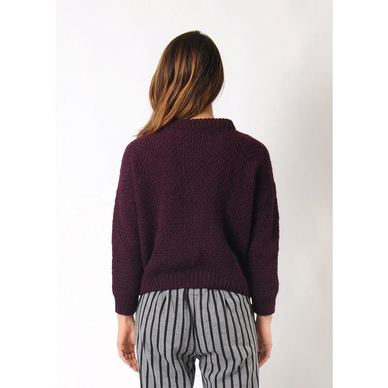 CHRISTINA LEHR Birch Alpaca Sweater Size Large Cable Knit Red Wool - Image 12