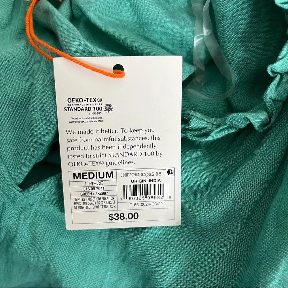 KNOX ROSE Boho Peasant Dress Puff Sleeve Tie Waist Ruffle Tier Size Medium NEW - Image 8