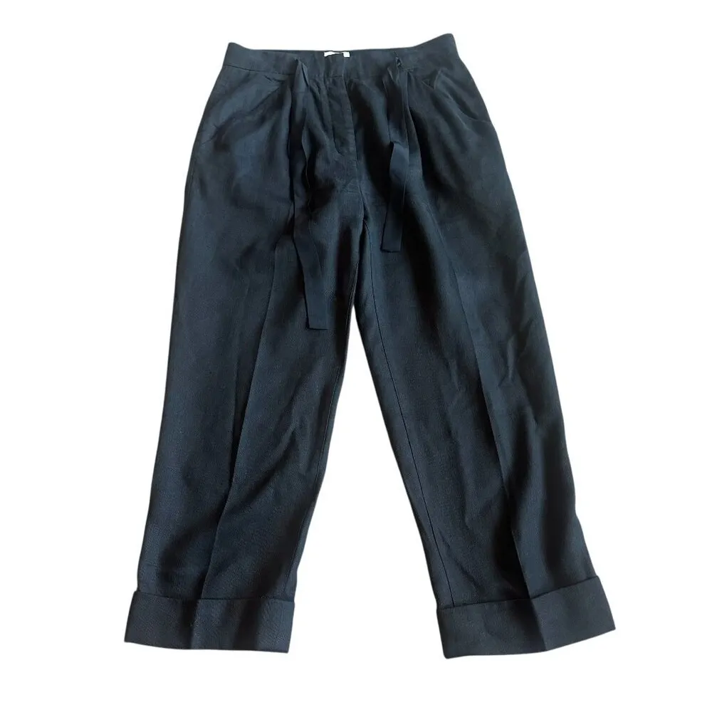 Wilfred Aritzia Black Cropped Length Linen Blend Slacks Pants Size 4 Women's - Image 1