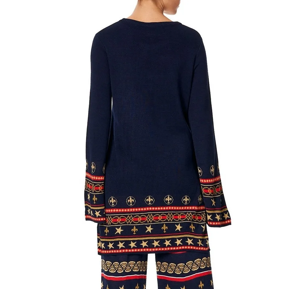 Camilla Jacquard Bamboo Knit Relaxed Tunic Sweater in Costume Party Size XS - Image 10