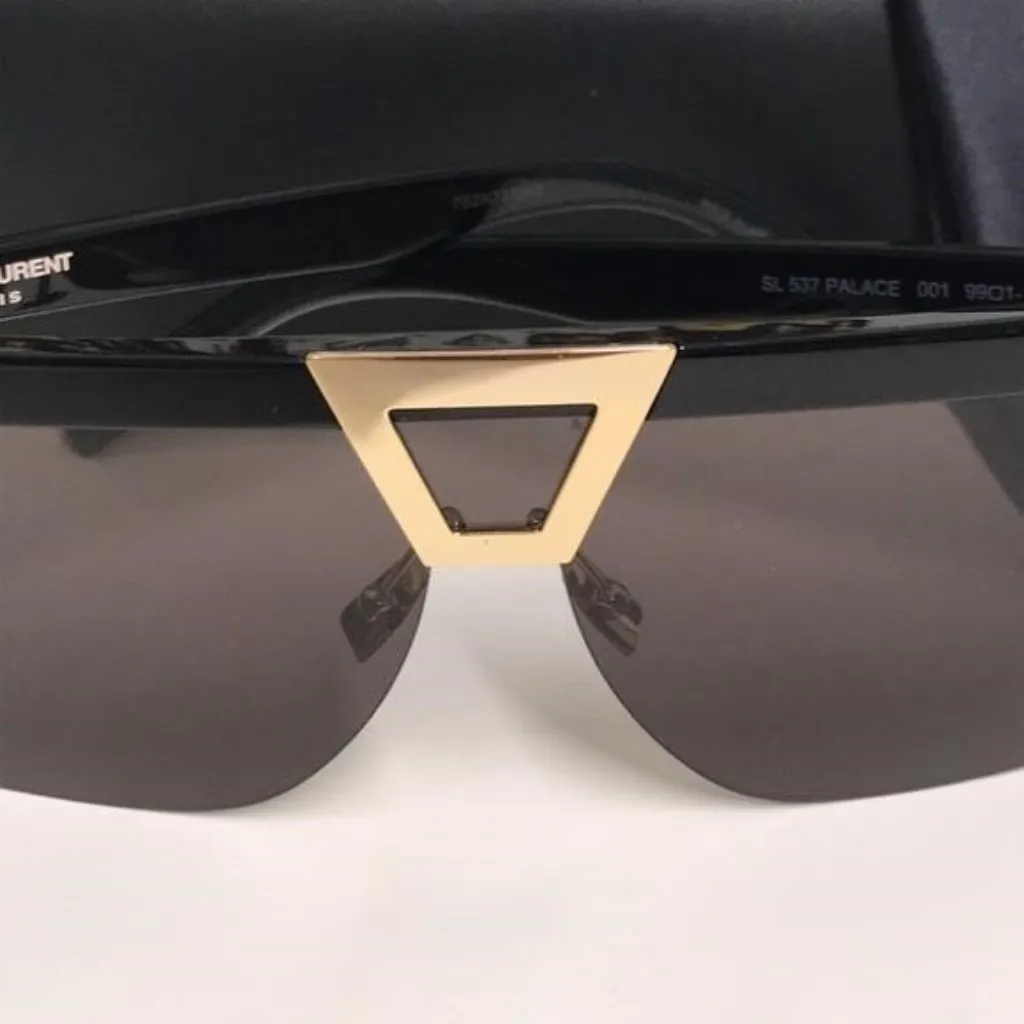 New Authentic Saint Laurent SL 537 Palace 001 – Black & Gold Shield Sunglasses - Image 12