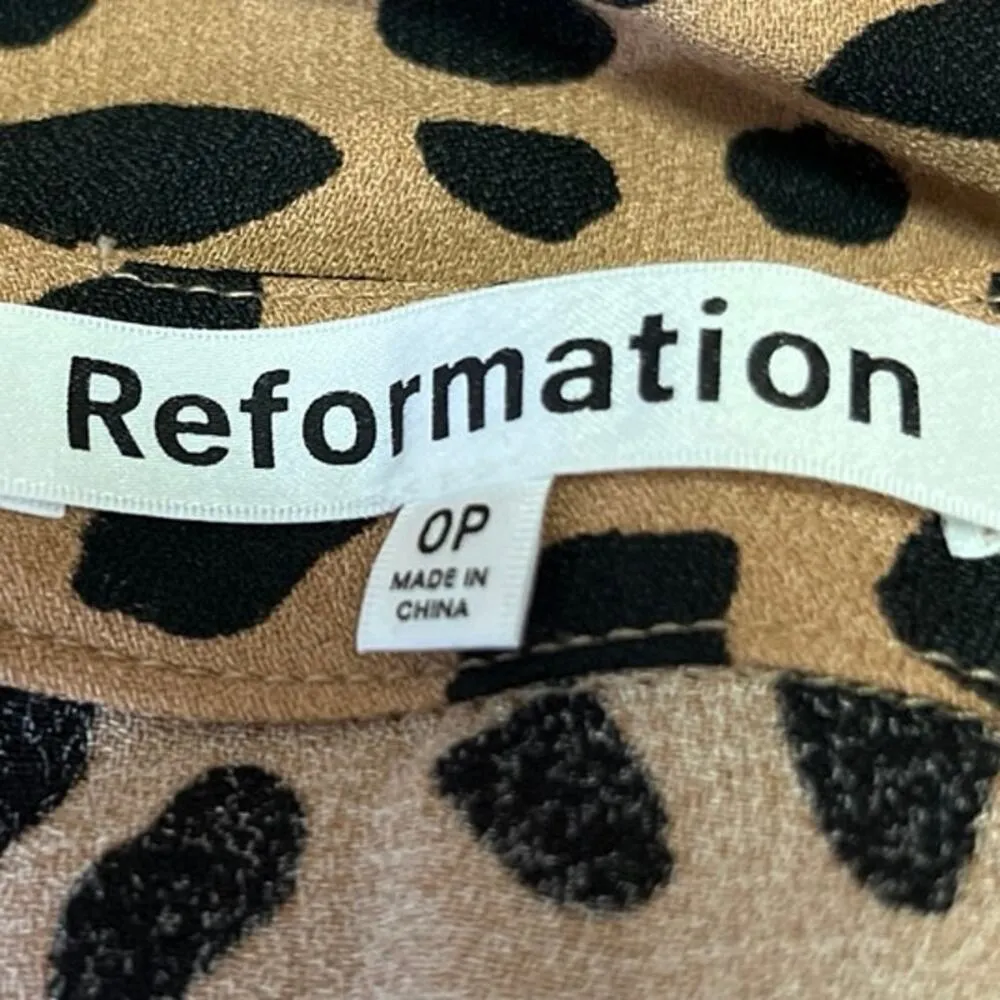 Reformation Bea Brown Silk Satin Leopard Print Midi Straight Pencil Slip Skirt 0 - Image 7