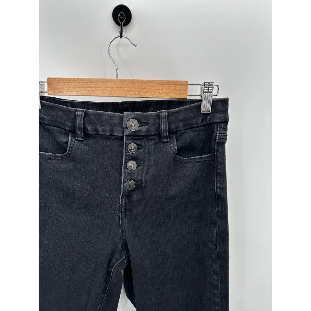 American Eagle Jeans Women 4 SHORT Black Curvy Hi Rise Jegging Crop Button Fly - Image 4