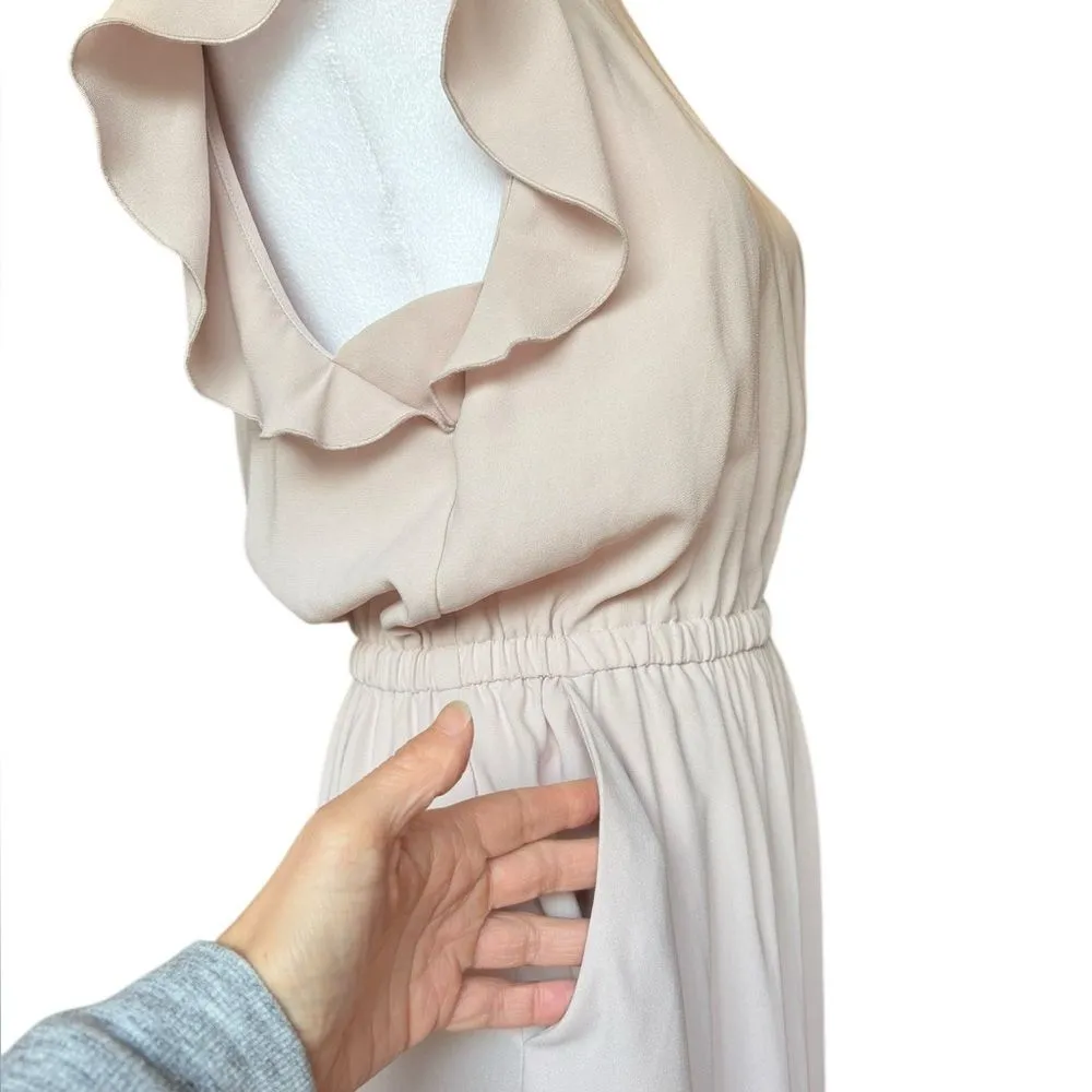 Aritzia Wilfred Fleurette Jumpsuit Ruffles Sleeve Wild Leg Cream Womens Size XS - Image 9