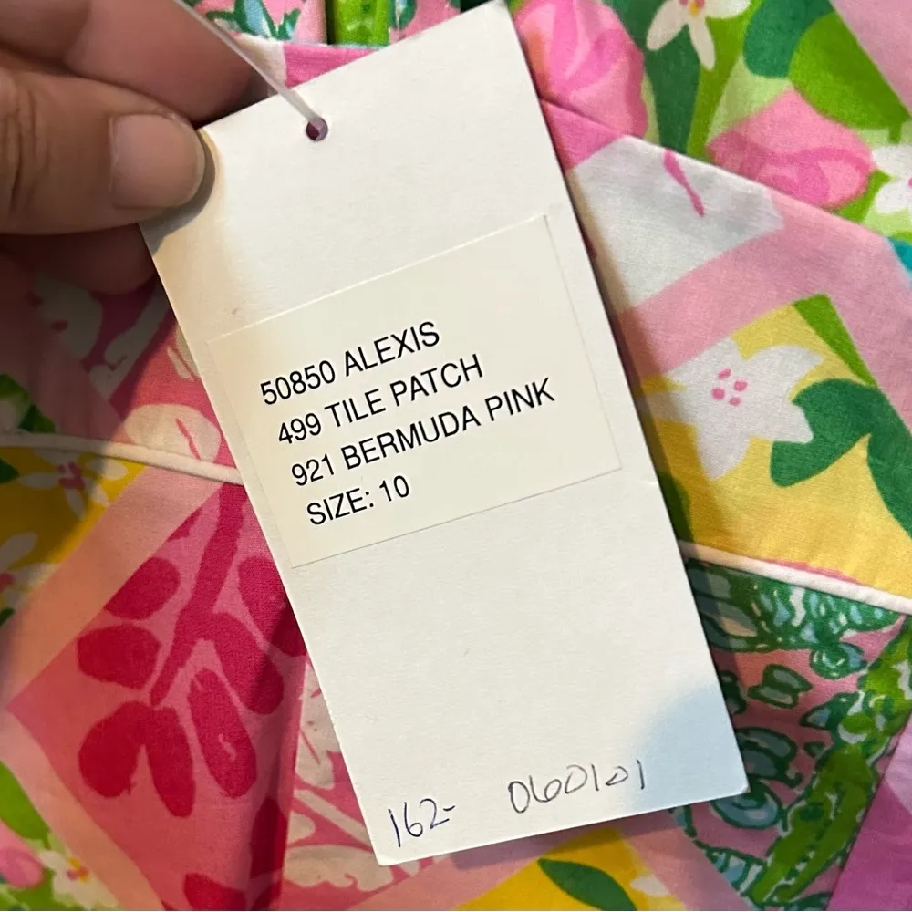 Alexis Tile Patch Bermuda Pink Spaghetti Strap Size 10 Dress. - Image 9