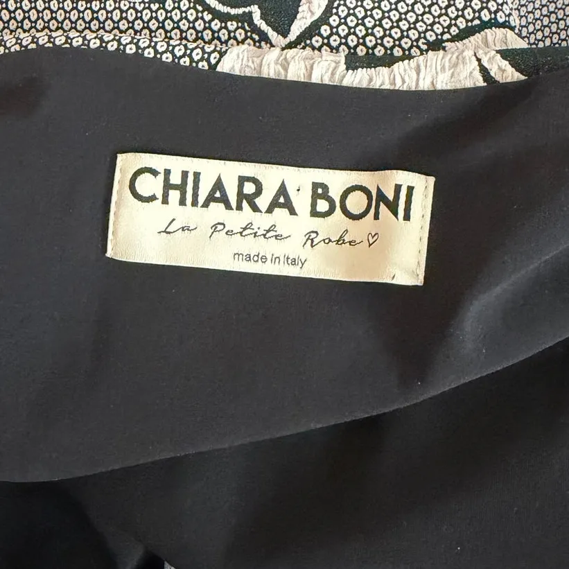 Chiara Boni Midi Dress Ventura Black Floral Sweetheart Off the Shoulder size 6 - Image 4