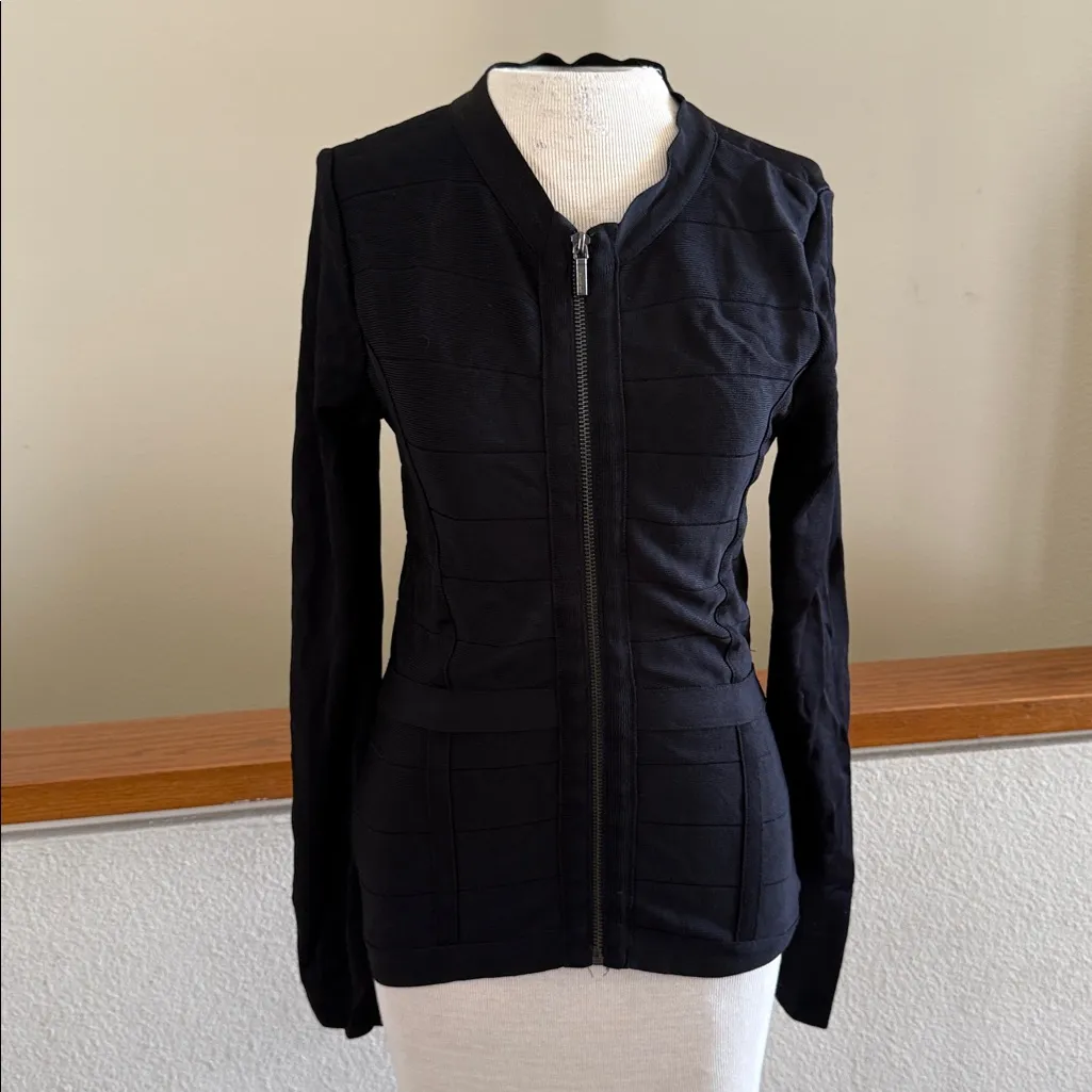 Bebe Elegant Black Knit jacket zip up Y2K XS - Image 6