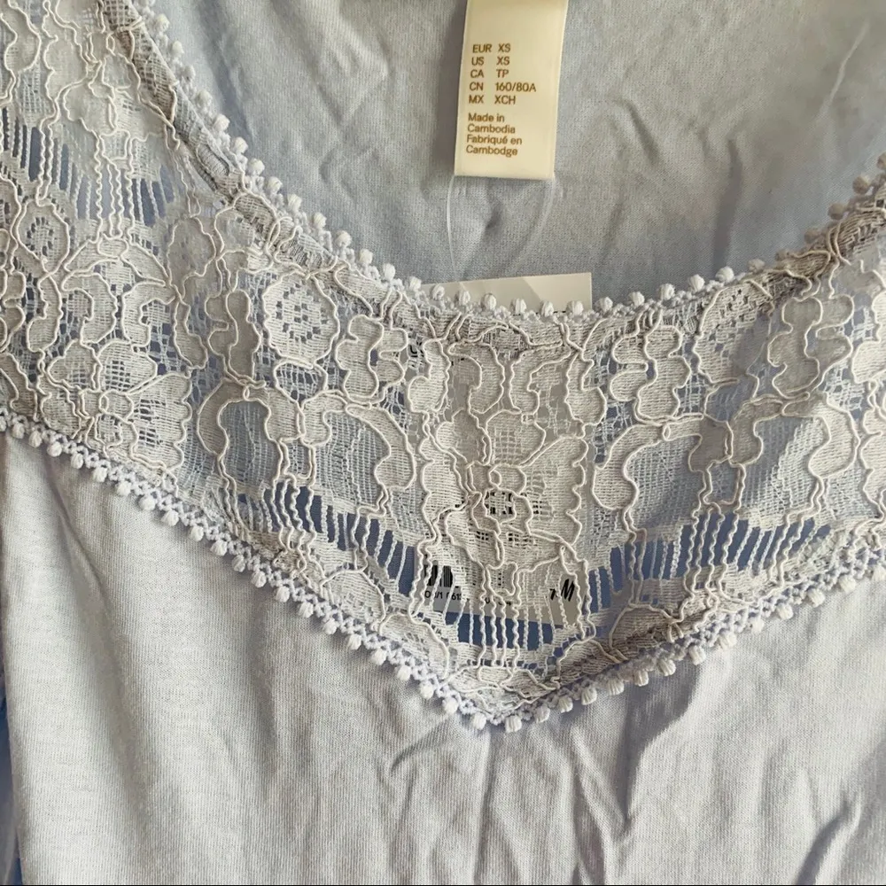 ⭐️  H&M Light Blue Crochet Lace Knit Tank Top Size XS - Image 3
