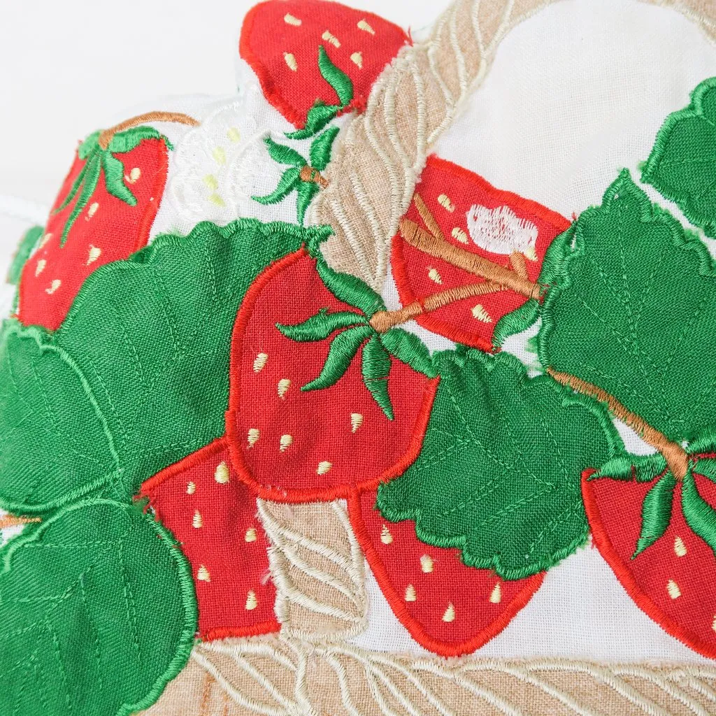 Vintage 80s Strawberry Basket Drawstring Bag Red - Image 6