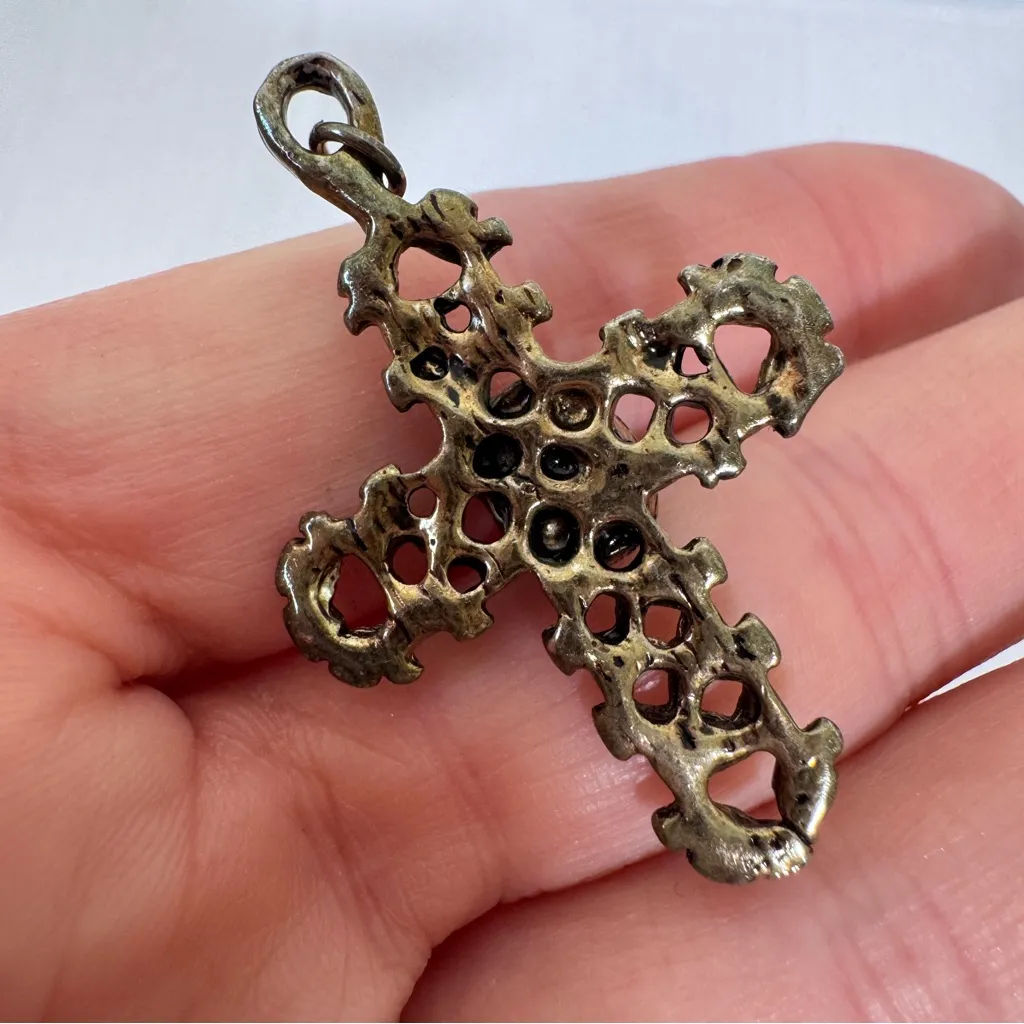 Religious Necklace Pendants Two Metal Cross Pope St Pius Metal Gold - Image 6