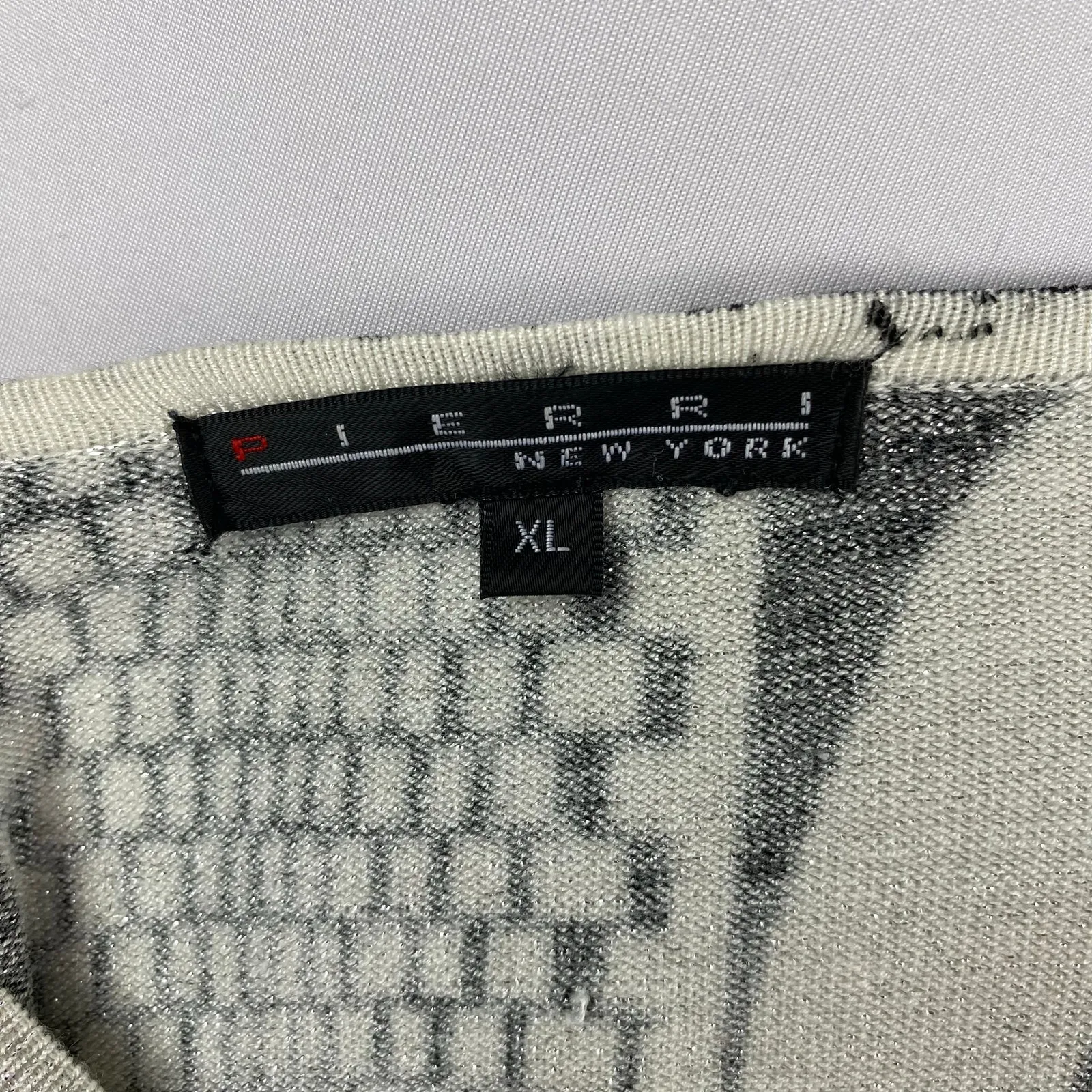 Pierri New York Metallic Black & Gray Abstract Sweater XL Art Deco Mod - Image 8