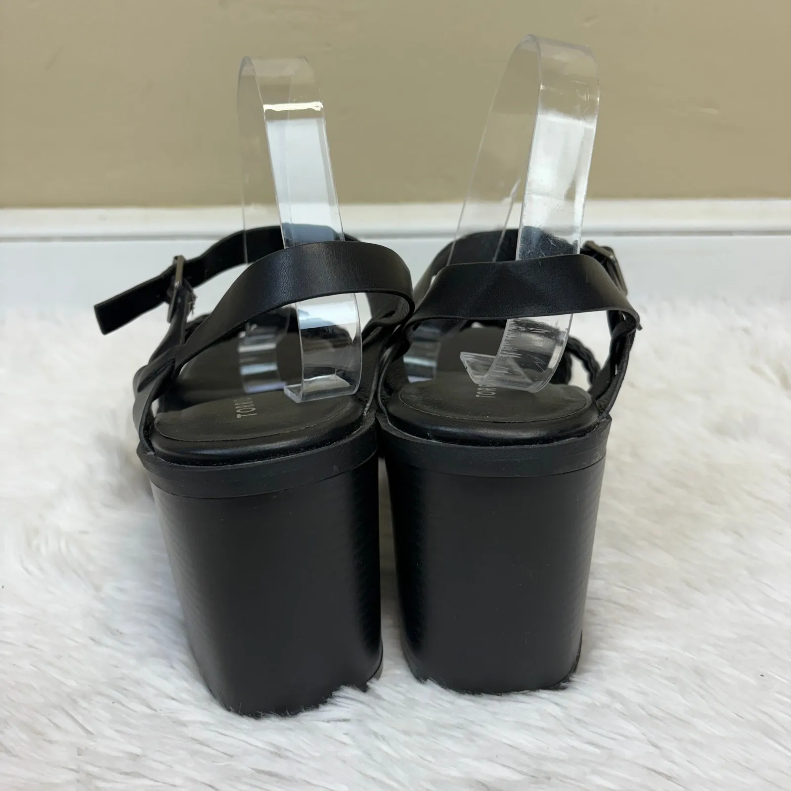 Torrid Crisscross Platform Heel Sandals Black Faux Leather Size 10.5WW - Image 5