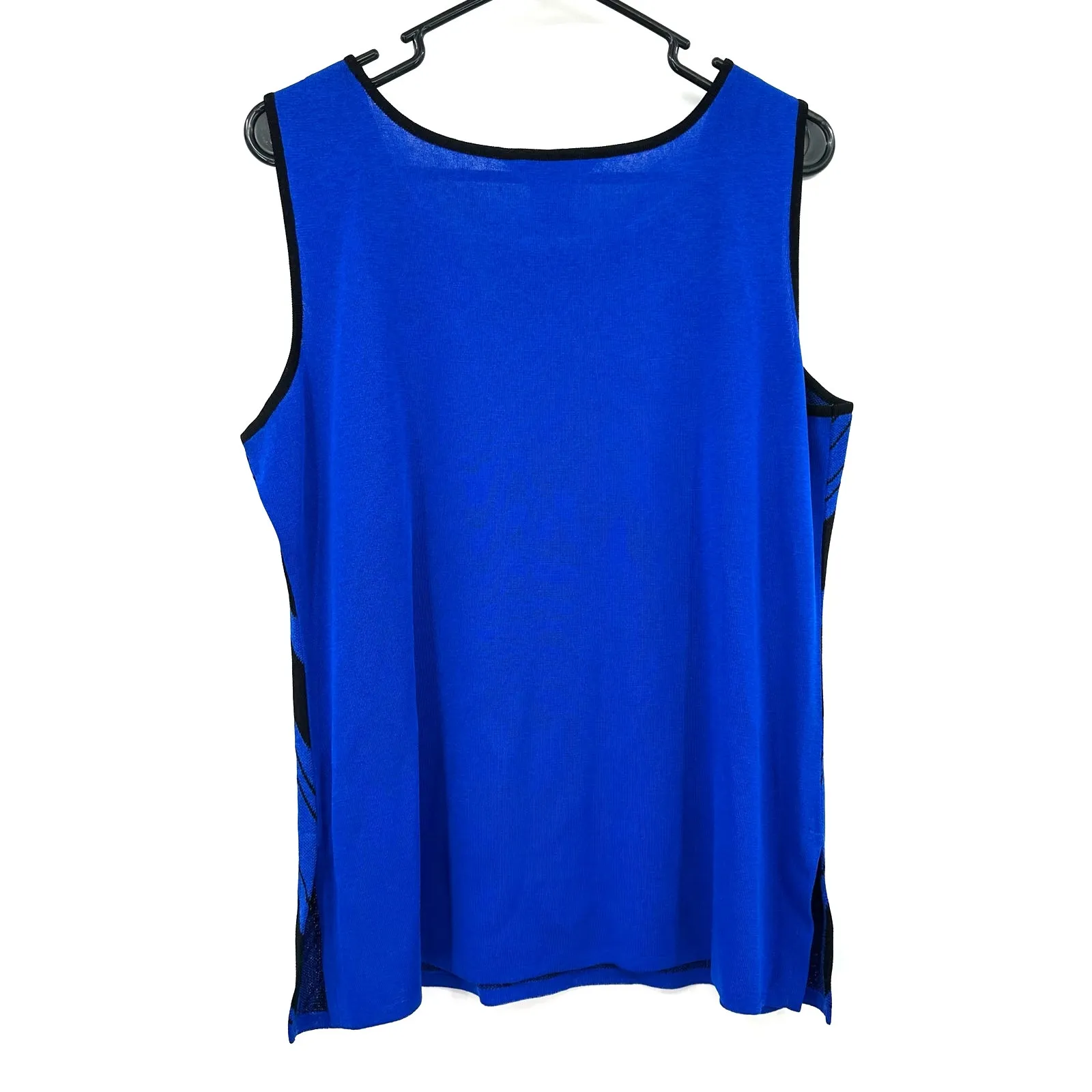 Exclusively Misook Size Large Sleeveless Blouse Blue Black Tank Top‎ Shirt - Image 2