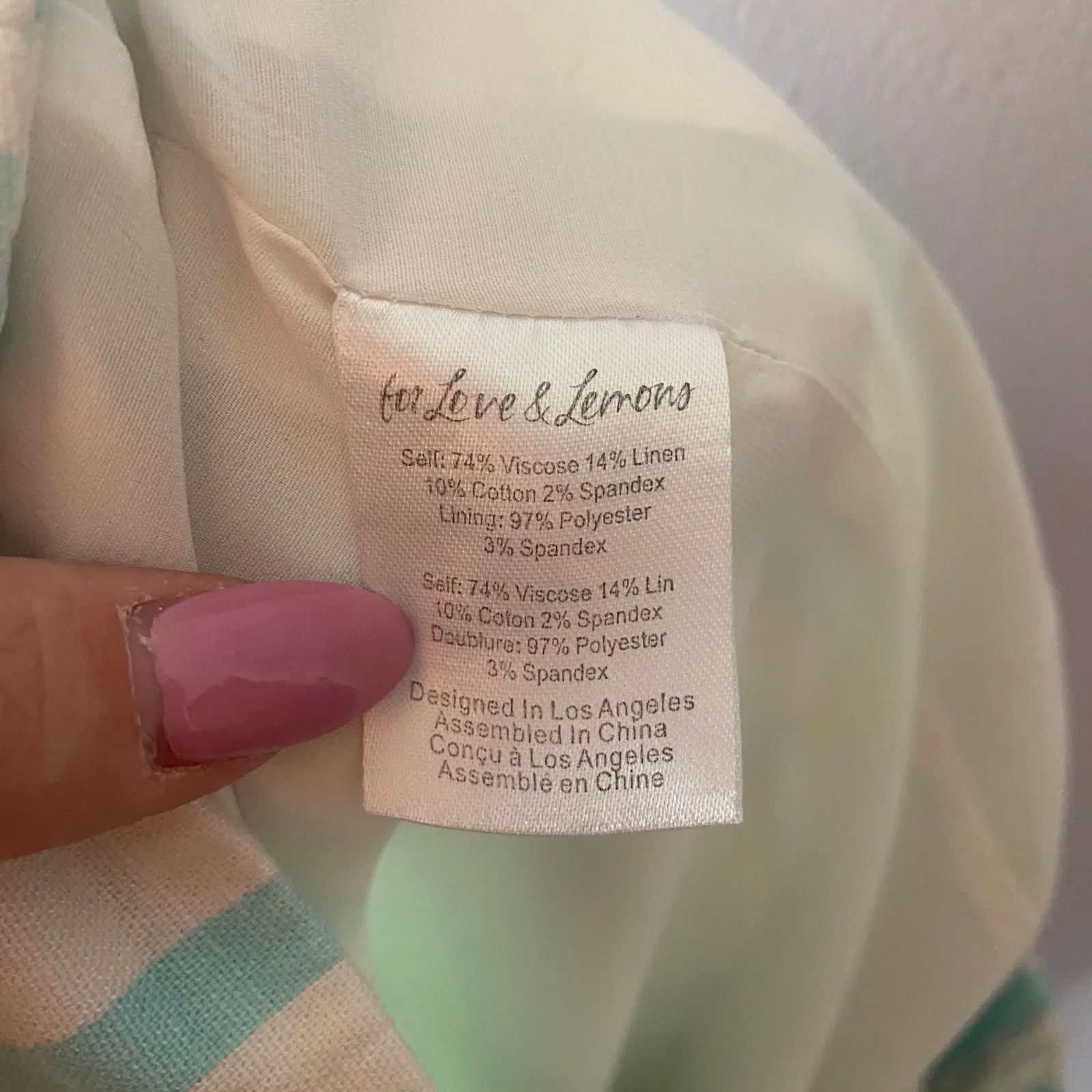 For Love and Lemons Janelle Blue White Striped Linen Mini Skirt Women size Large - Image 10