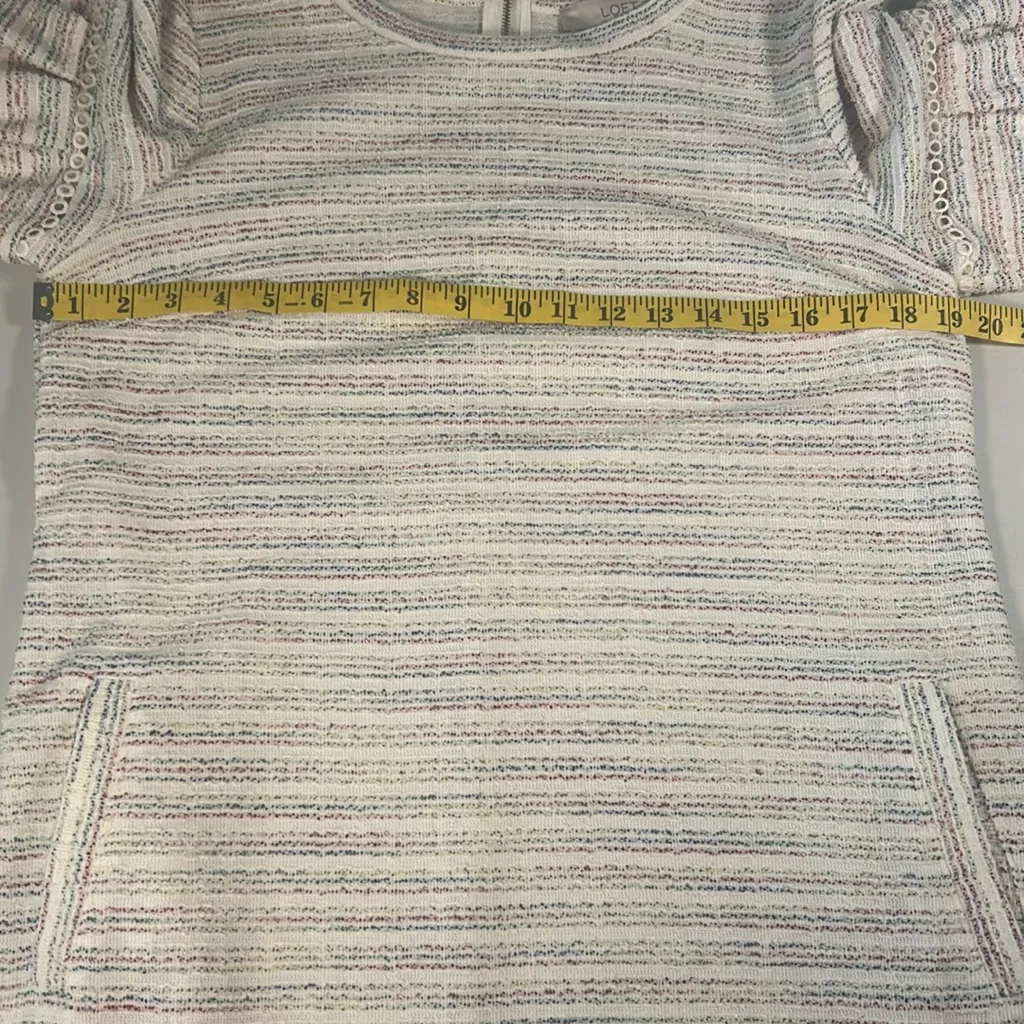 Loft Dress Women's Size M Ann Taylor Rainbow Tweed Balloon Half Sleeve Striped - Image 13
