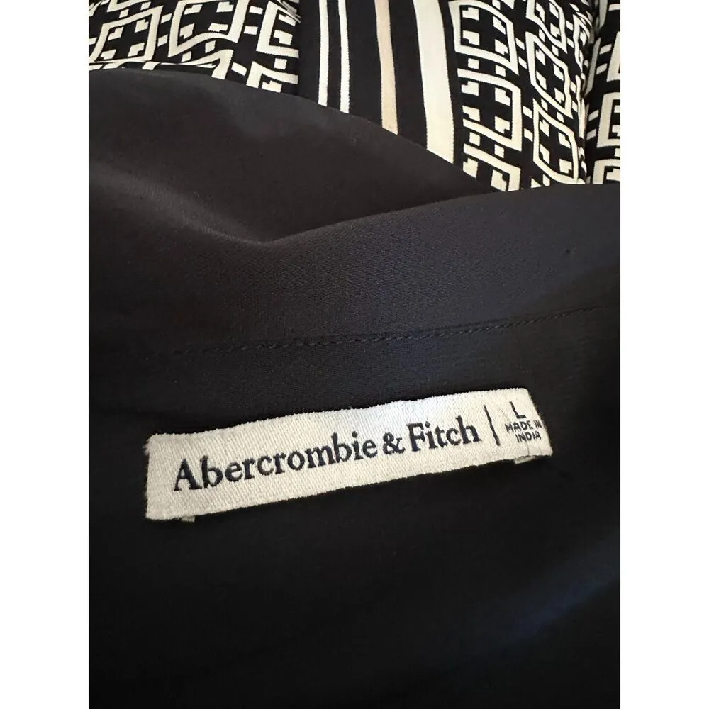 Abercrombie and Fitch Black and White Geometric Print Wrap Dress Size Large - Image 5