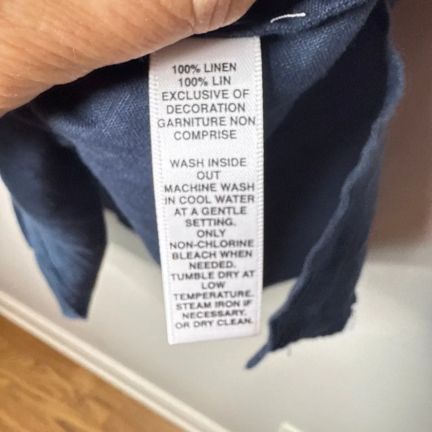 NEW Saks Fifth Avenue‎ Small 100% Linen Split Neck Embroidered Tunic Top Resort - Image 8