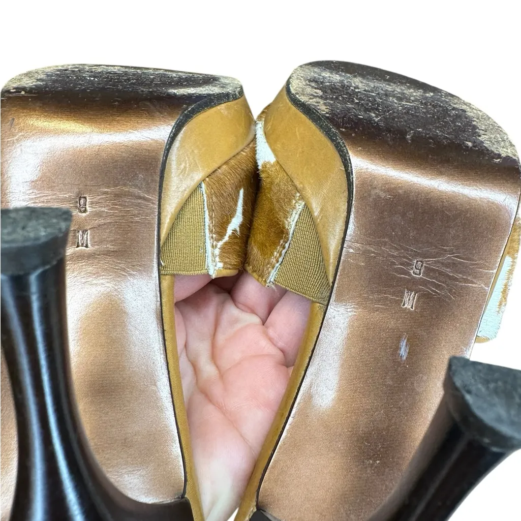 Y2K Vintage Donald J Pliner Couture Pony Hair Cowhide Mule Heels – Made in Italy Brown Size 9 - Image 6