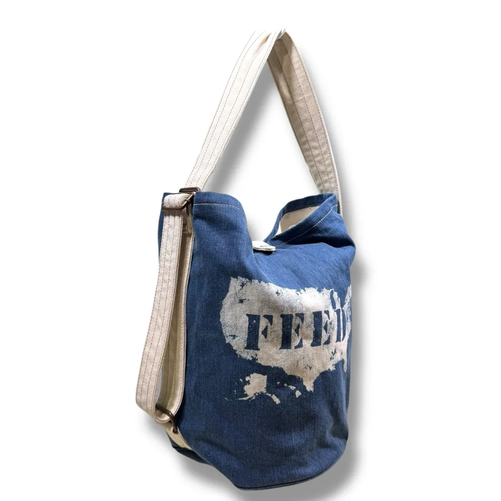 Feed USA For Gap Bucket Denim Canvas Tote Bag Adjustable Strap - Image 2