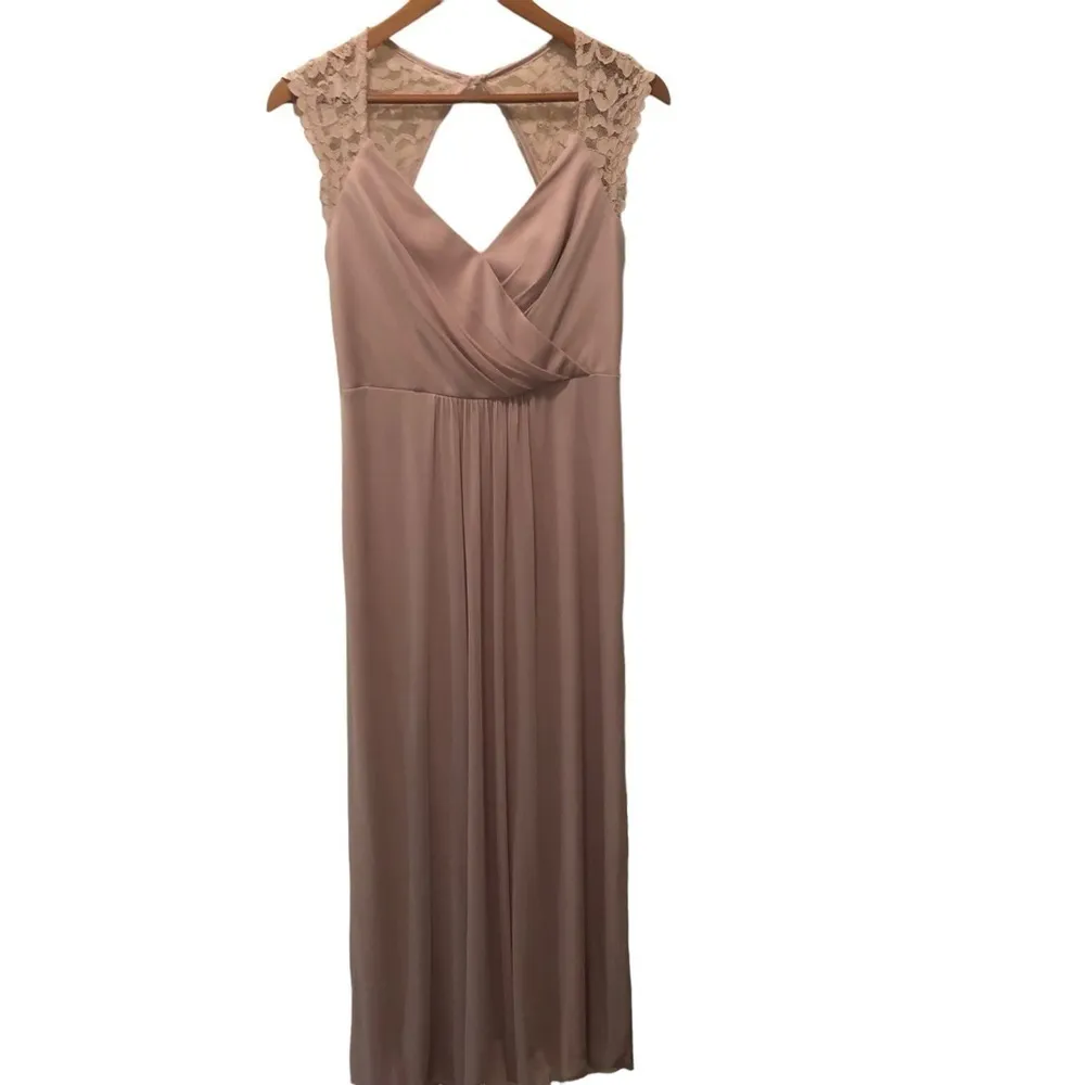 David Bridal Long Bridesmaid Dress Lace Cap Sleeve Sz 8 Dusty Pink
STYLE F19505 - Image 2