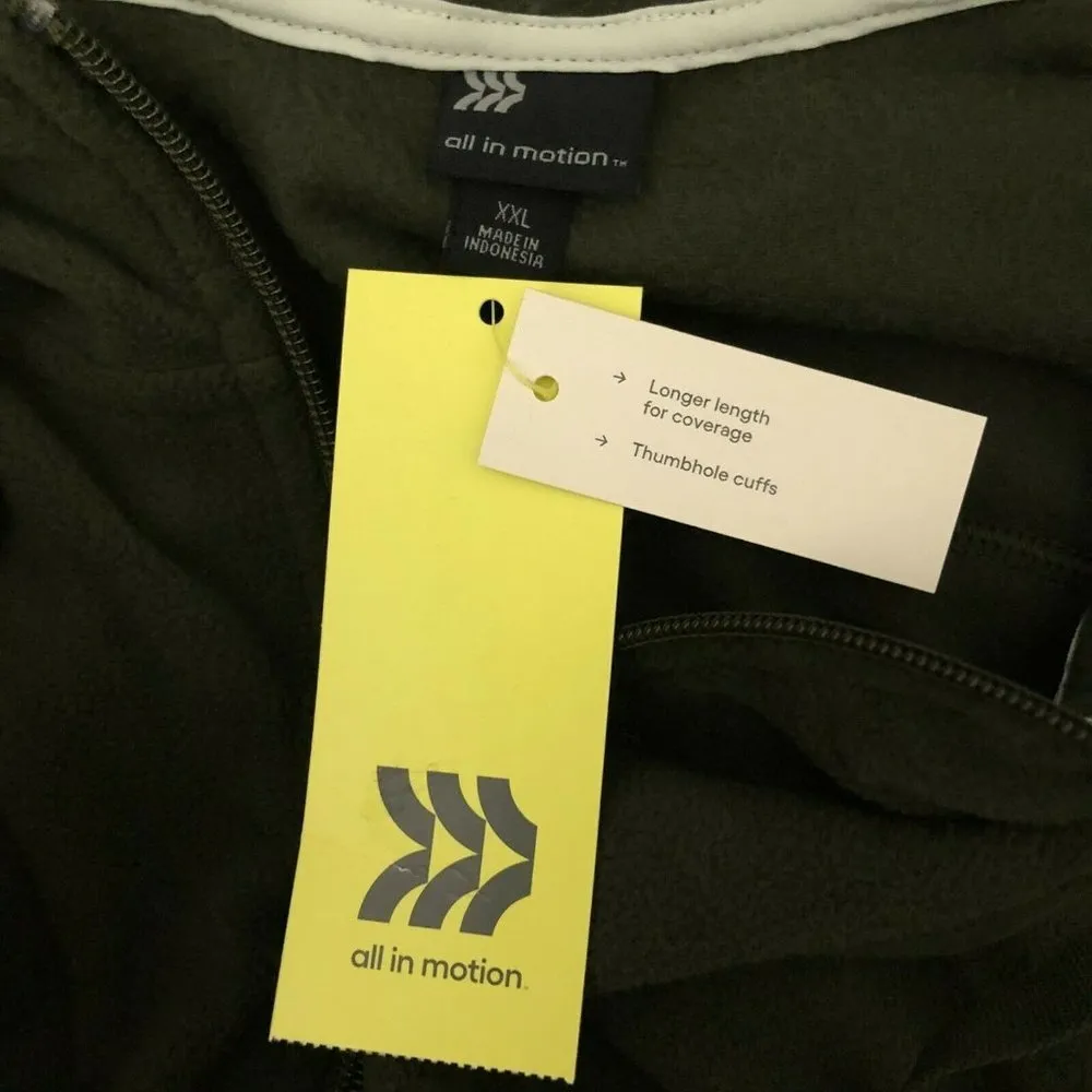 All In Motion Womens Hoodie Pullover 1/2 Zip Fleece Thumbholes Pockets Green XXL - Image 3