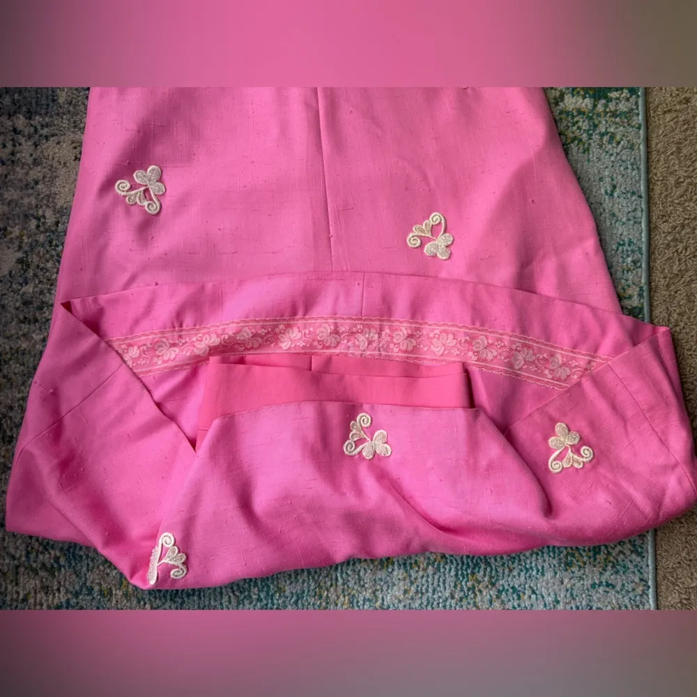 Vintage handmade 50/60s pink beaded cap sleeve formal maxi dress, size small - Image 16