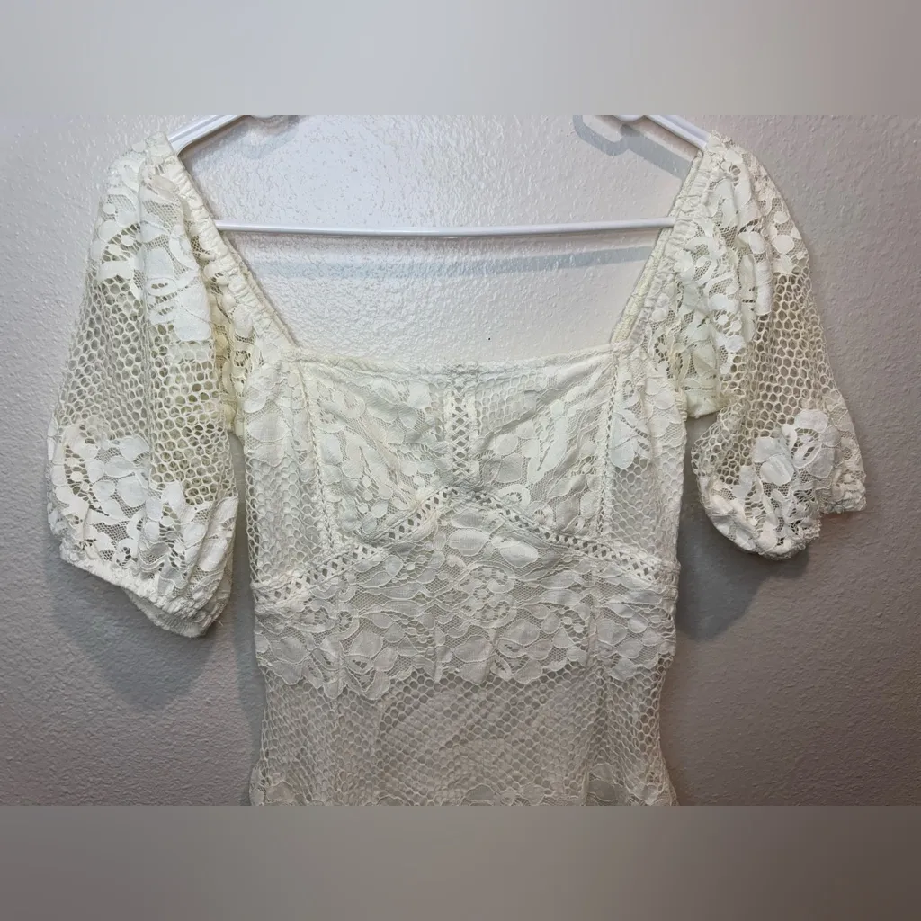 Free People Be Your Baby Lace Mini Dress in Ivory Size XS‎ - Image 4
