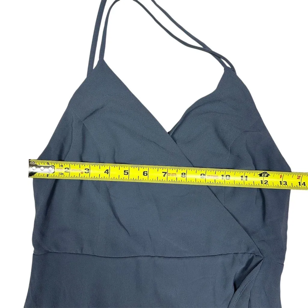 NWT Lulus Women's M In Love Forever Granite Blue Lace-Up High-Low Maxi Dress - Image 11